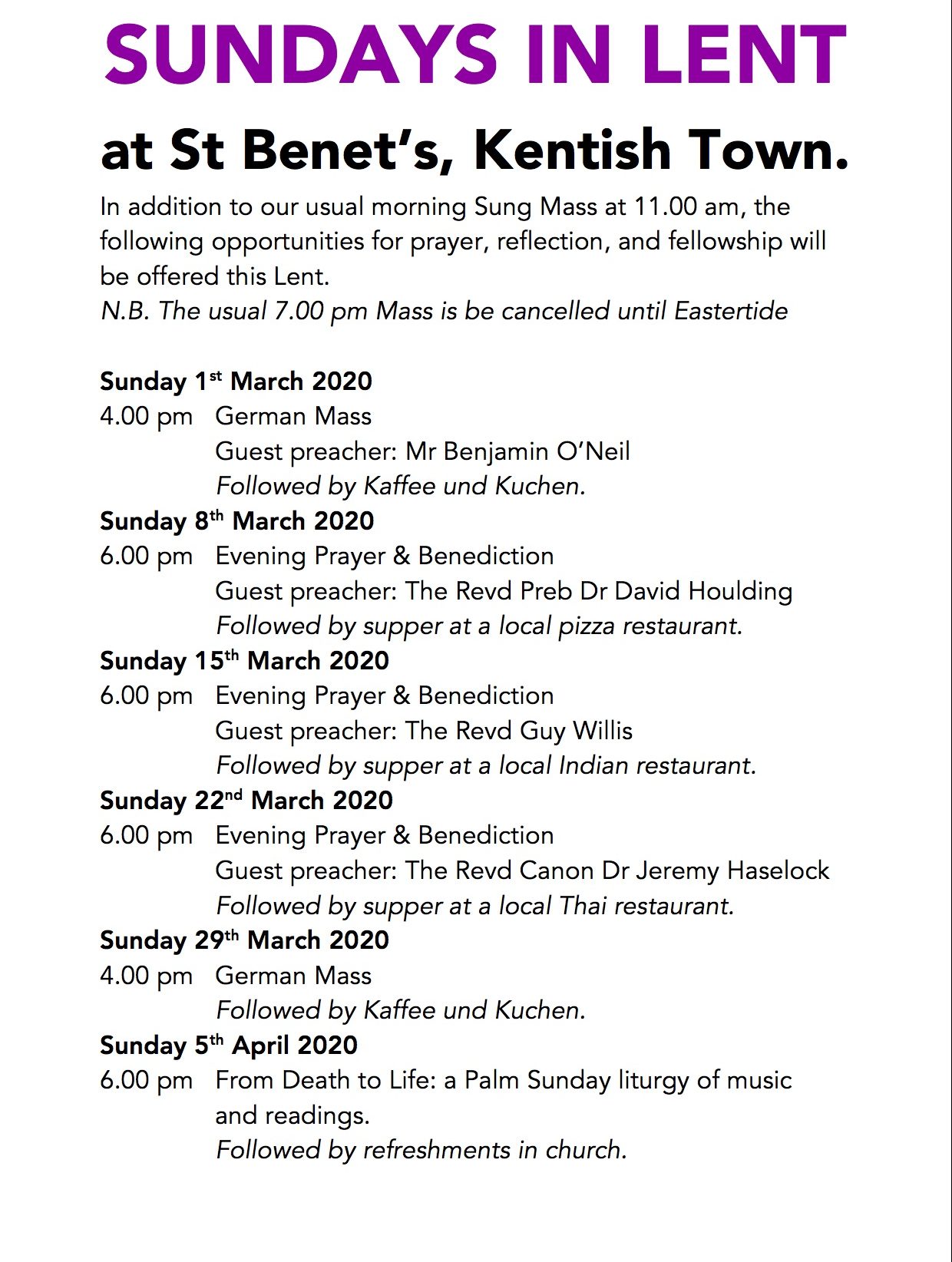 Sundays In Lent Saint Benet s Church Kentish Town